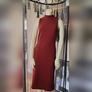 DEX Maroon Button Back Bodycon Midi Dress Women's Size Small